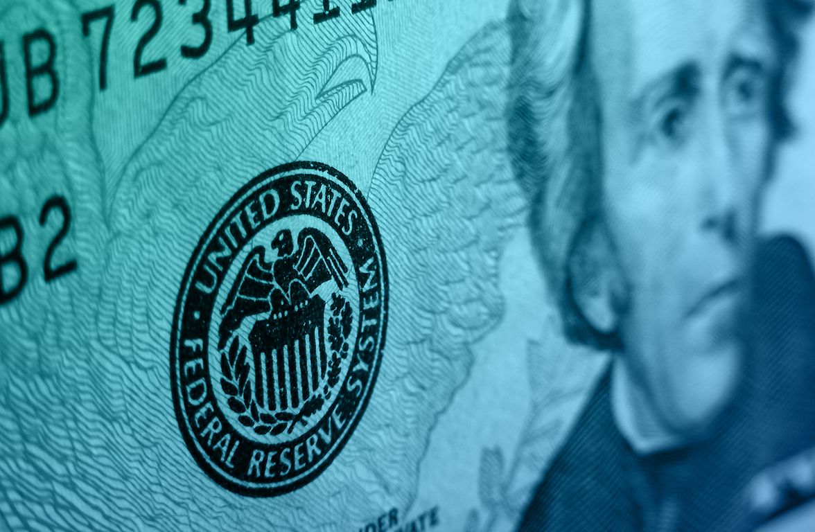 US-Dollar-Note mit Siegel des Federal Reserve