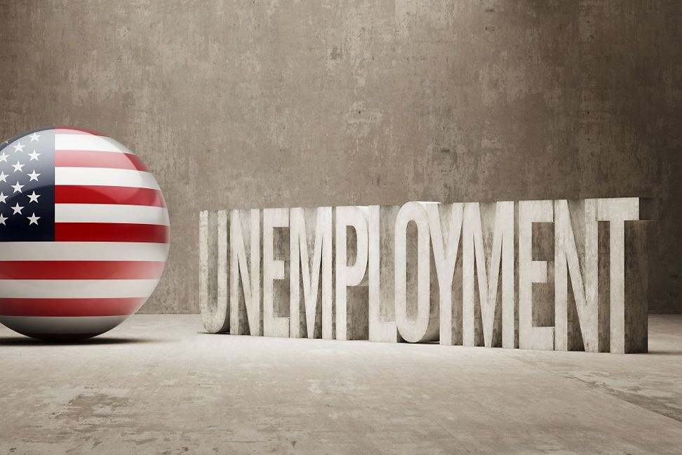 US Fahne mit dem Wort «Unemployment»
