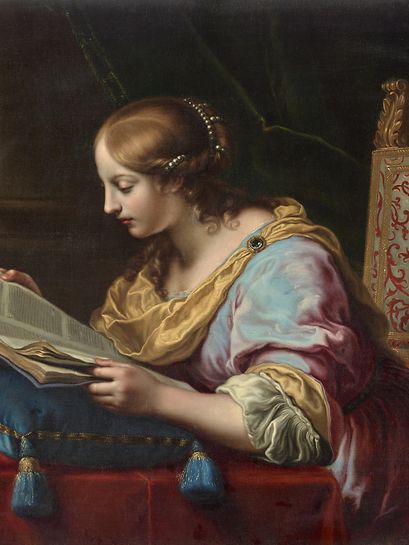 Saint Catherine reading a book