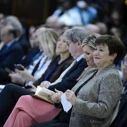 Kristalina Georgieva im Publikum einer Veranstaltung des Internationalen Währungsfonds zu digitalen Zentralbankwährungen