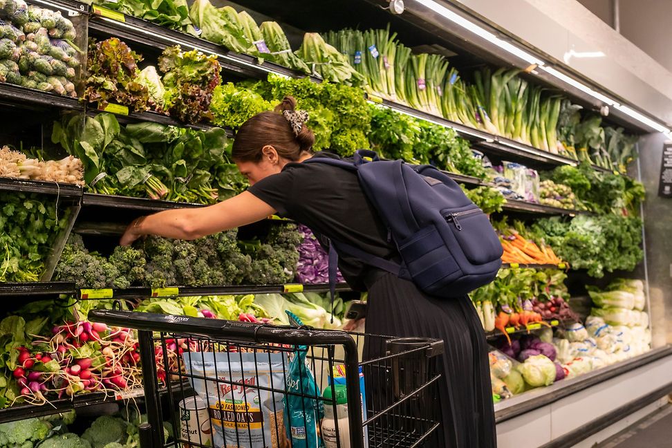 Gemüseauswahl in einem Lebensmittelgeschäft in New York