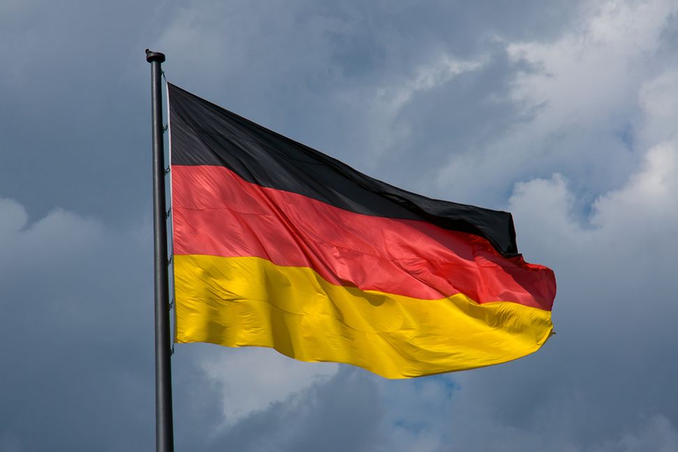 German flag with clouds