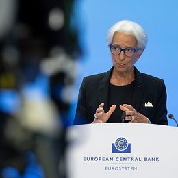 Christine Lagarde, Präsidentin der EZB, spricht auf der Pressekonferenz der Bank