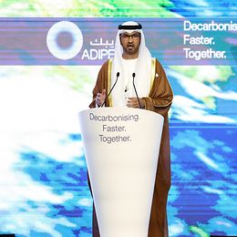 Ahmed Al Jaber während einer Rede 2023