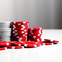 Rote und weisse Pokerchips nebeneinander gestapelt