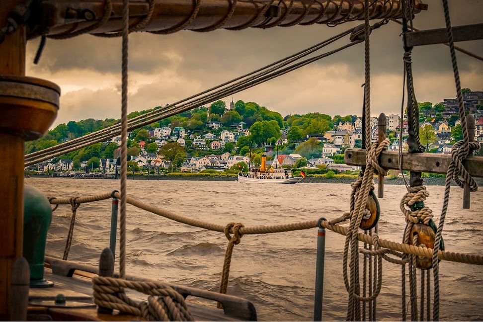 View of the Blankenese district from a ship