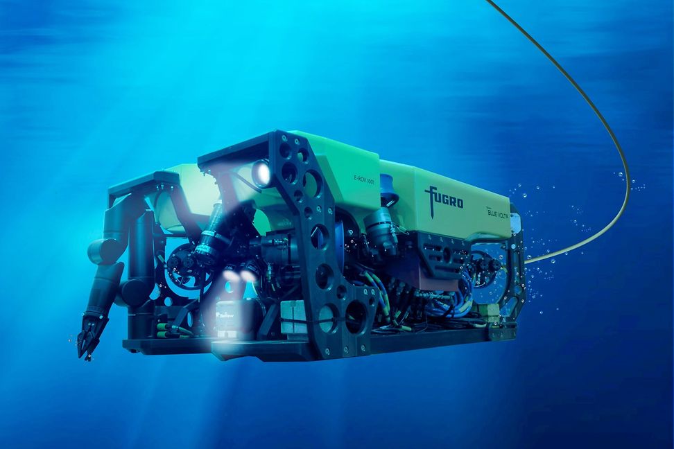 Photo of an underwater robot from The National Robotarium in the sea