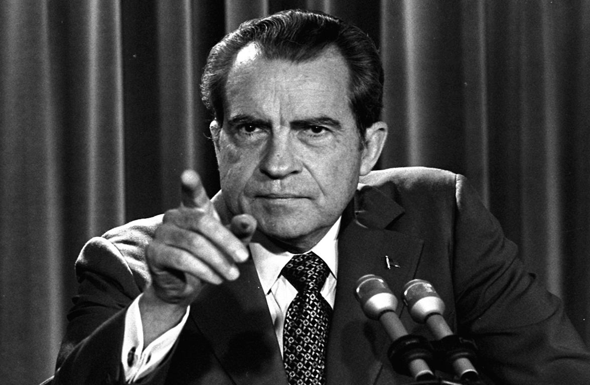 President Nixon ends redemption promise of gold in 1971.